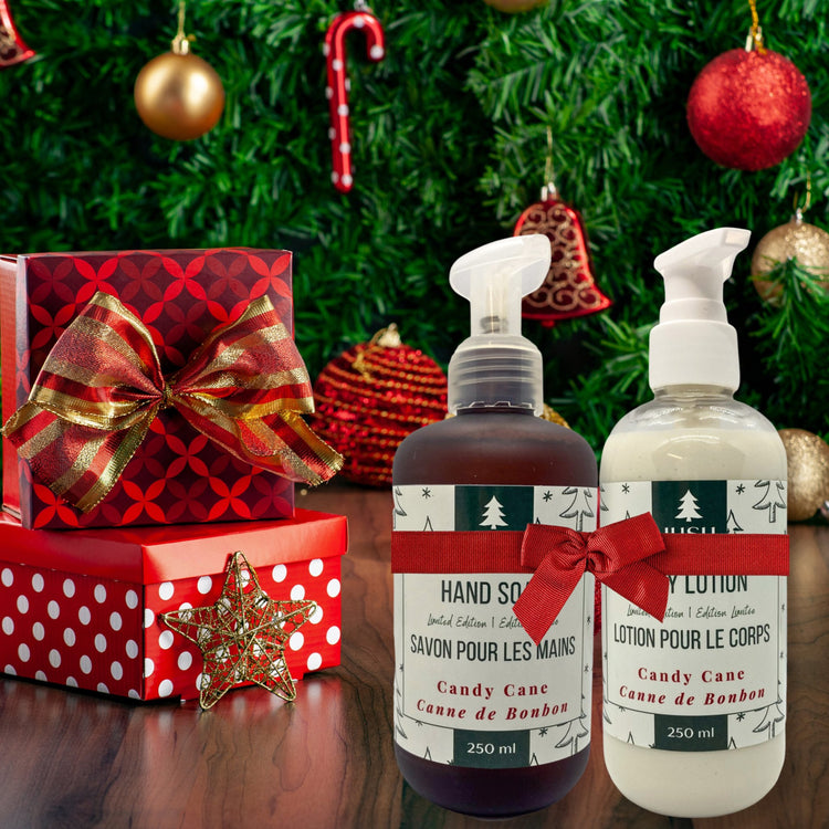 Holiday Gift Set: Candy Cane Hand Soap and Body Lotion - JUSU Wellness