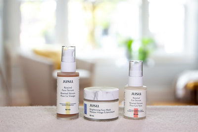 The Rewind Skincare set is a powerful plant-based hydrating and revitalizing set for all skin types.